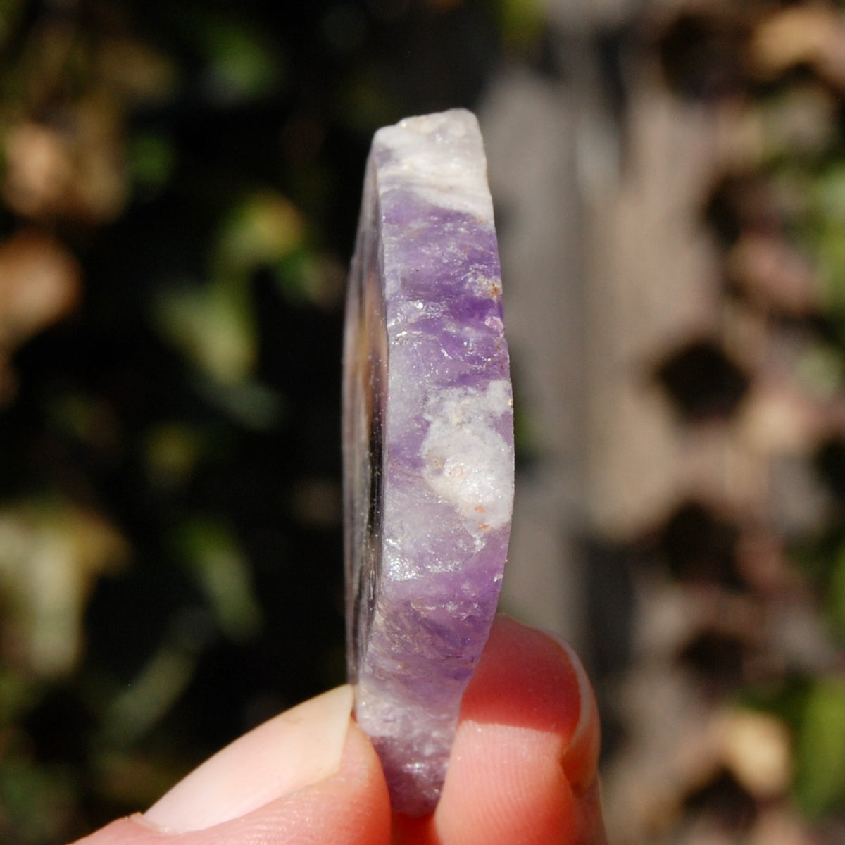 Chevron Amethyst Trapiche Quartz Crystal Slice from Zambia