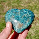Large Blue Apatite Crystal Heart Shaped Palm Stone
