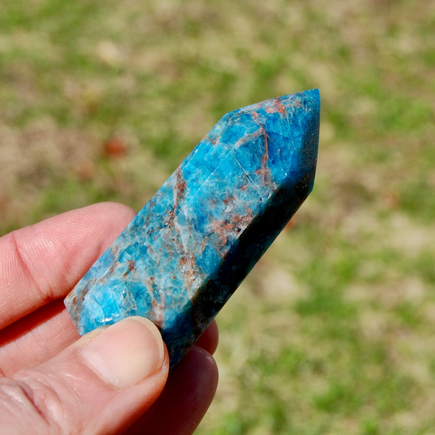 Gemmy Blue Apatite Crystal Tower