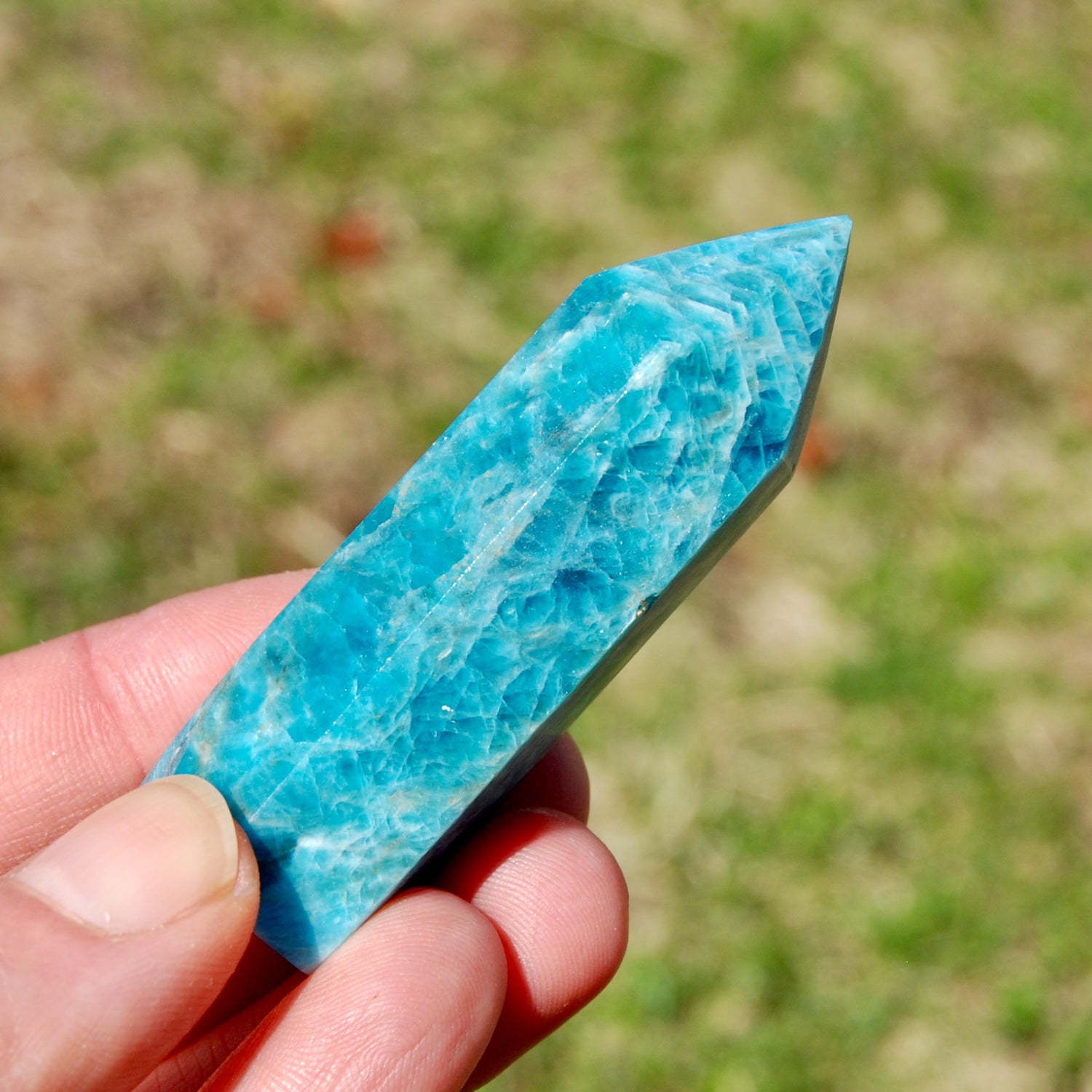 Gemmy Blue Apatite Crystal Tower