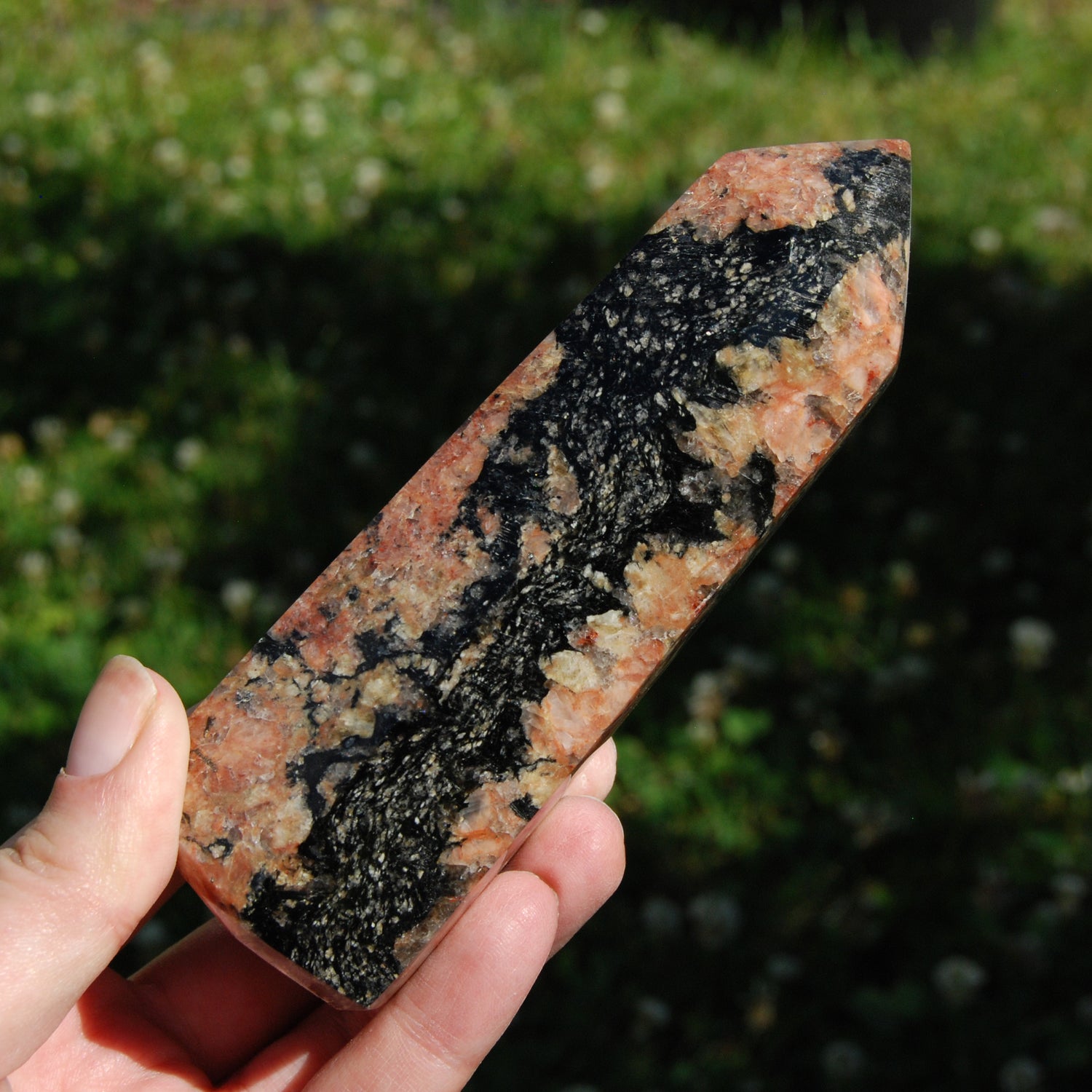 Feldspar Black Tourmaline Crystal Tower