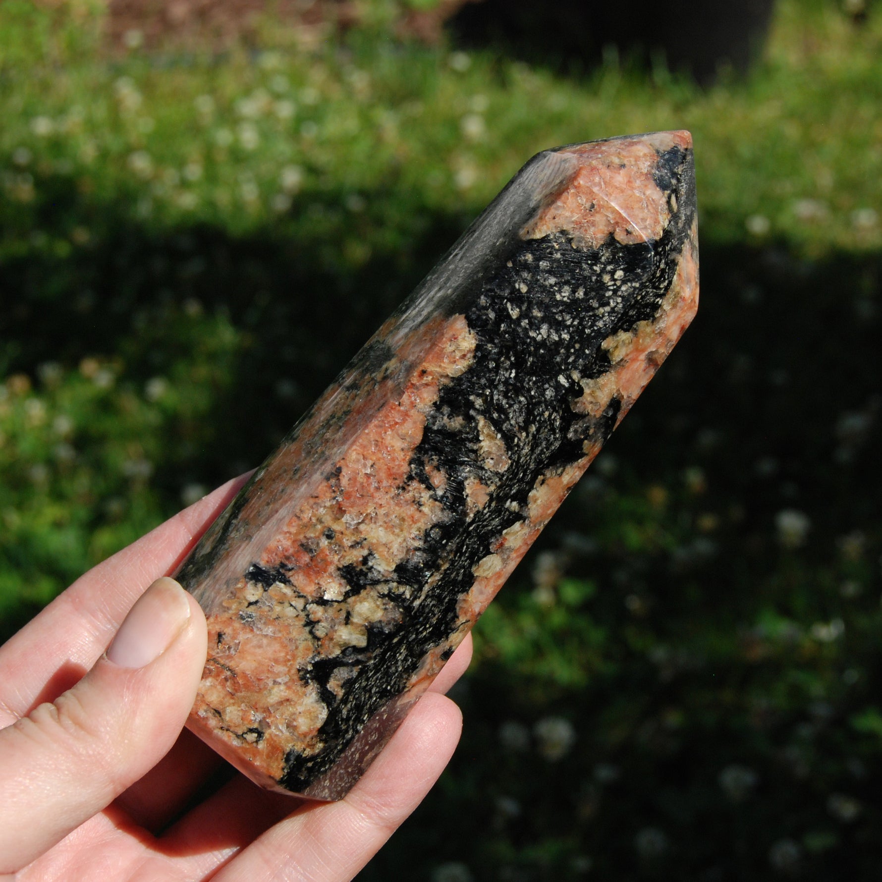 Feldspar Black Tourmaline Crystal Tower