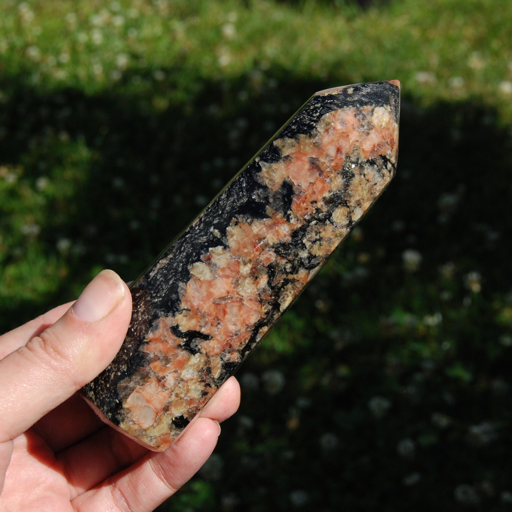 Feldspar Black Tourmaline Crystal Tower