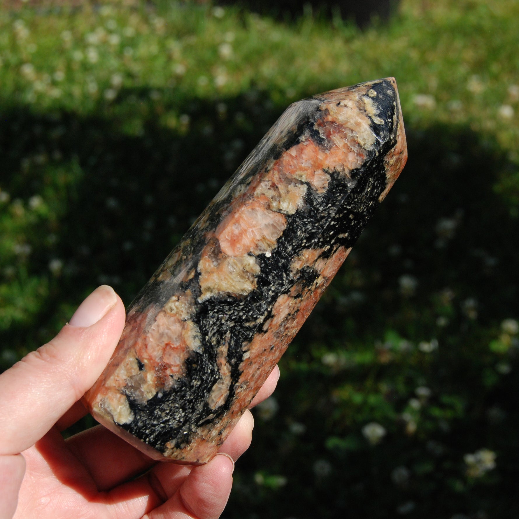 Feldspar Black Tourmaline Crystal Tower