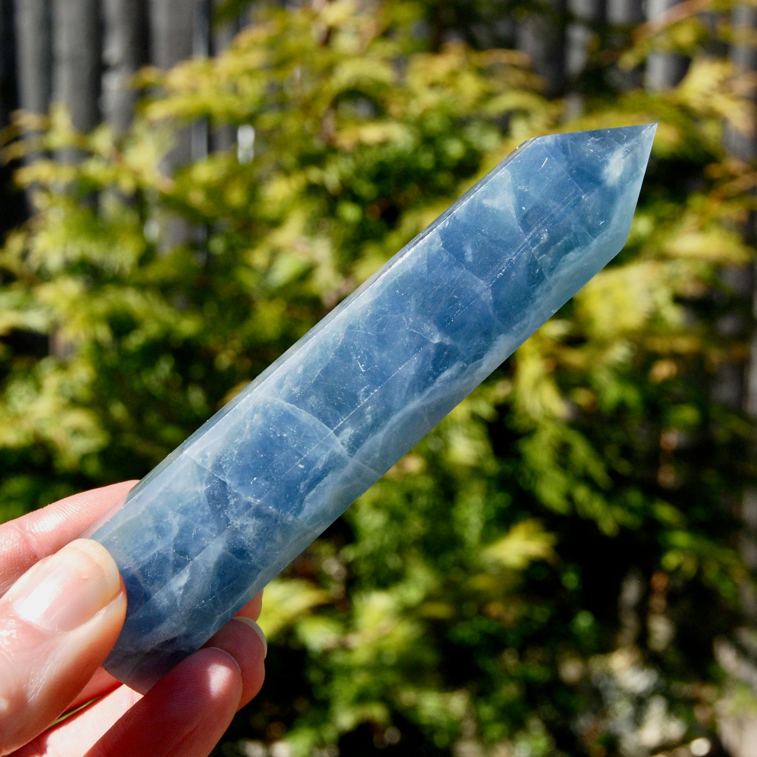 Blue fluorite polished tower