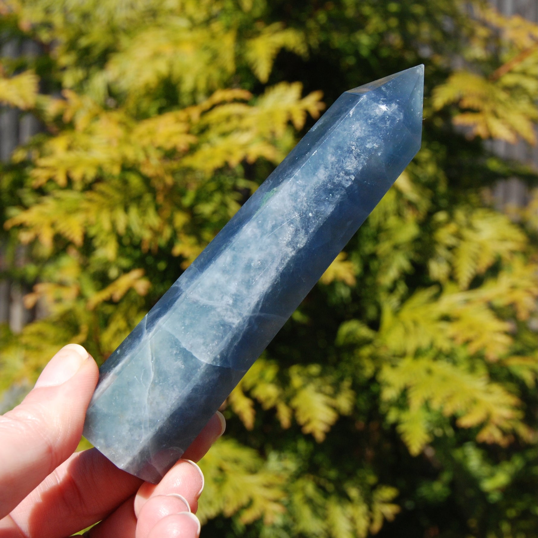 Blue fluorite polished tower