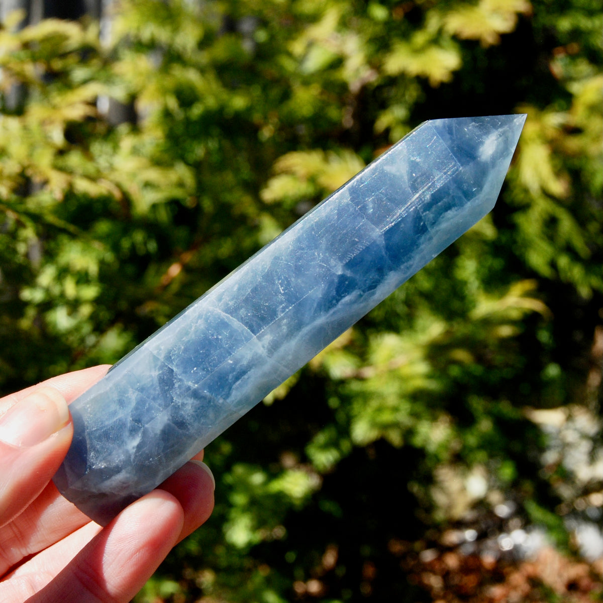 Blue fluorite polished tower