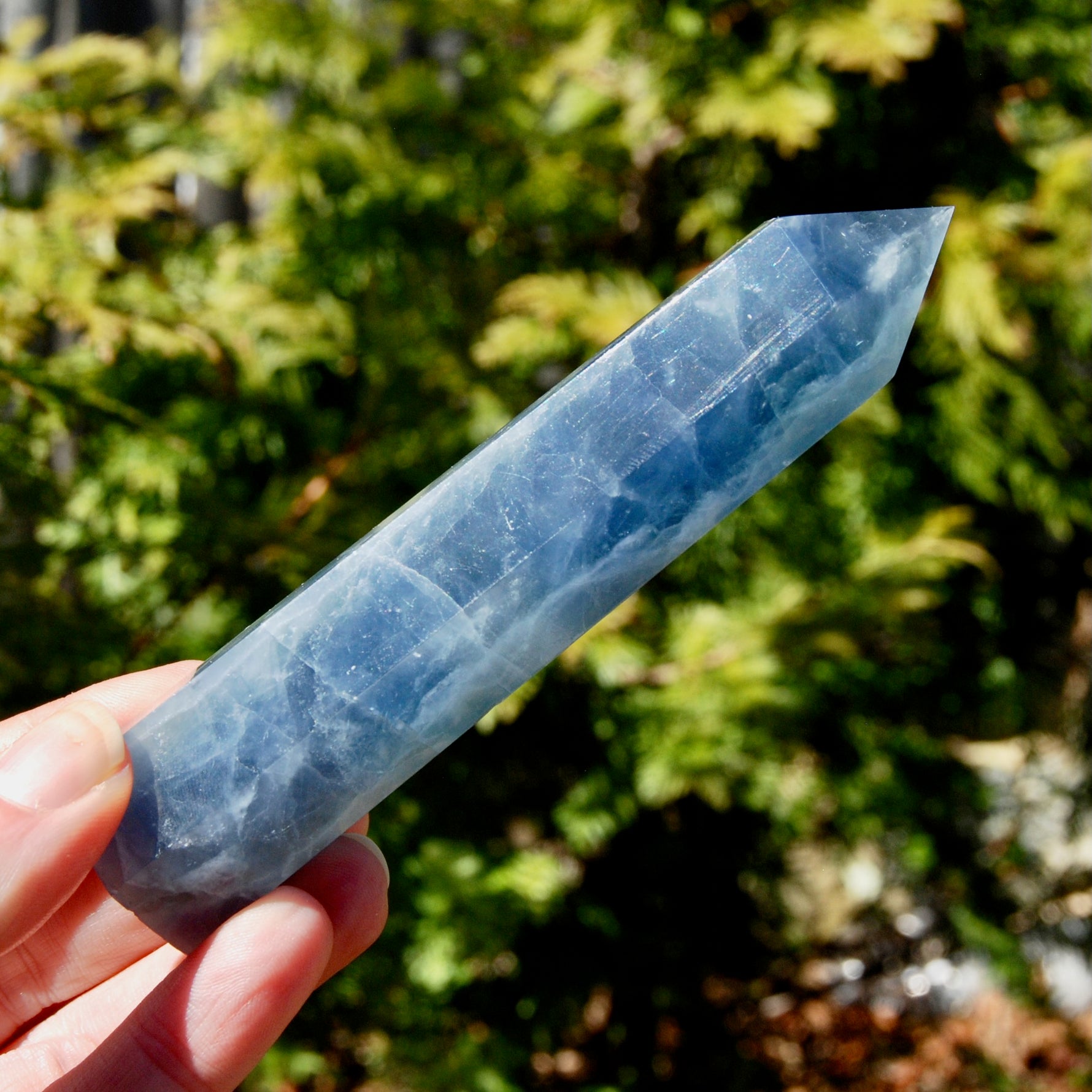 Blue fluorite polished tower