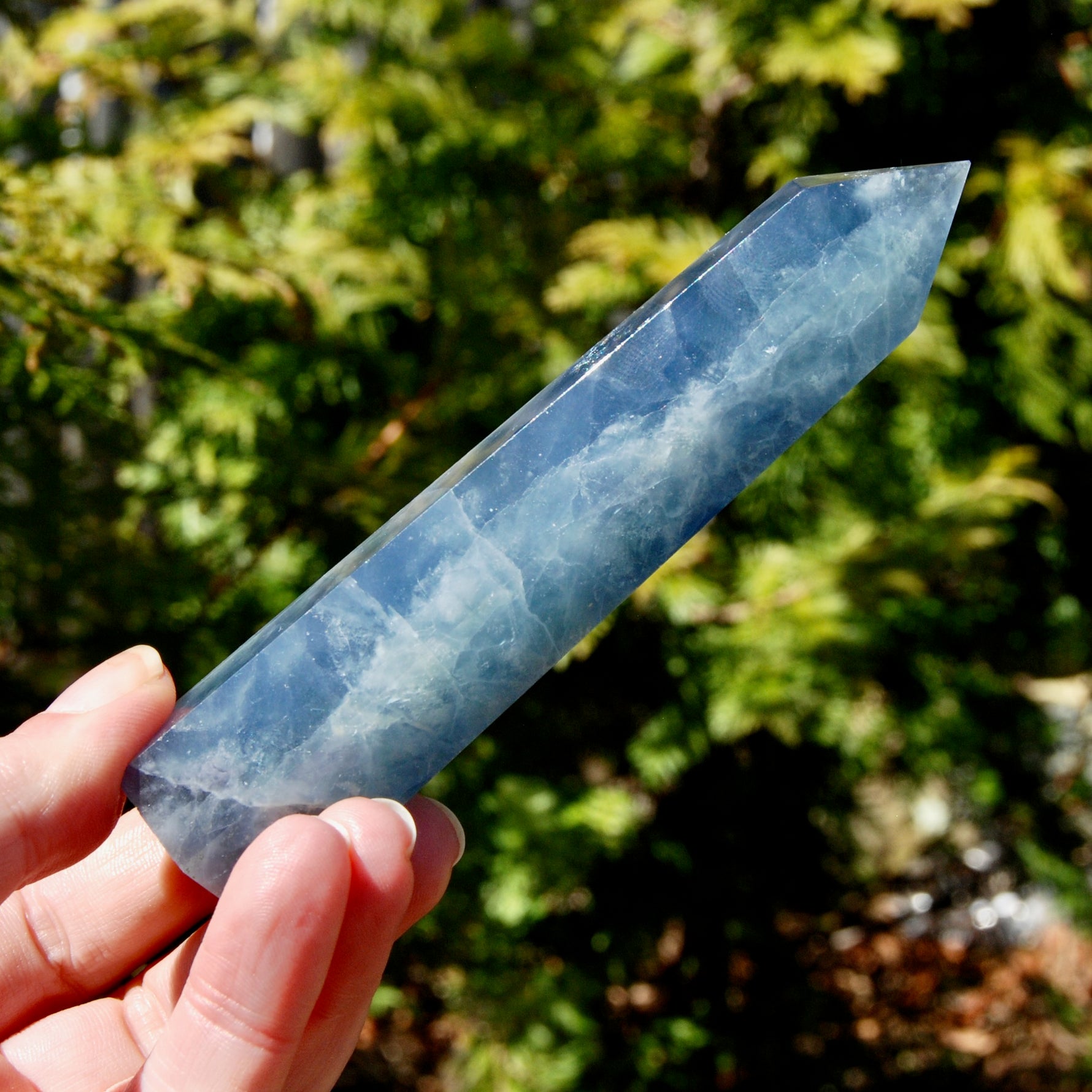Blue fluorite polished tower