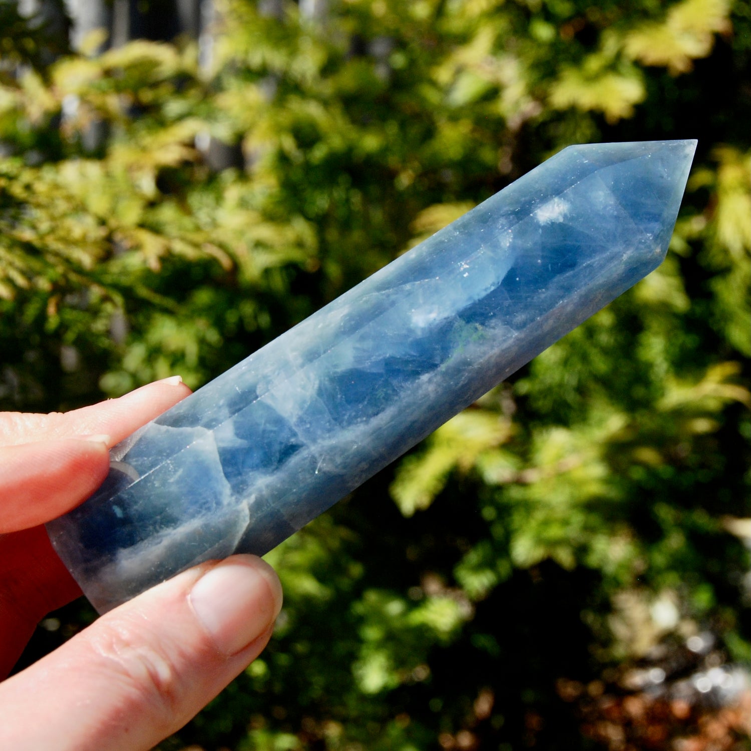Blue fluorite polished tower