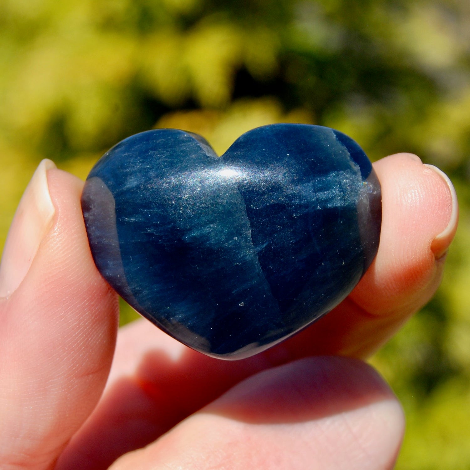 Blue Fluorite Crystal Heart Shaped Palm Stone