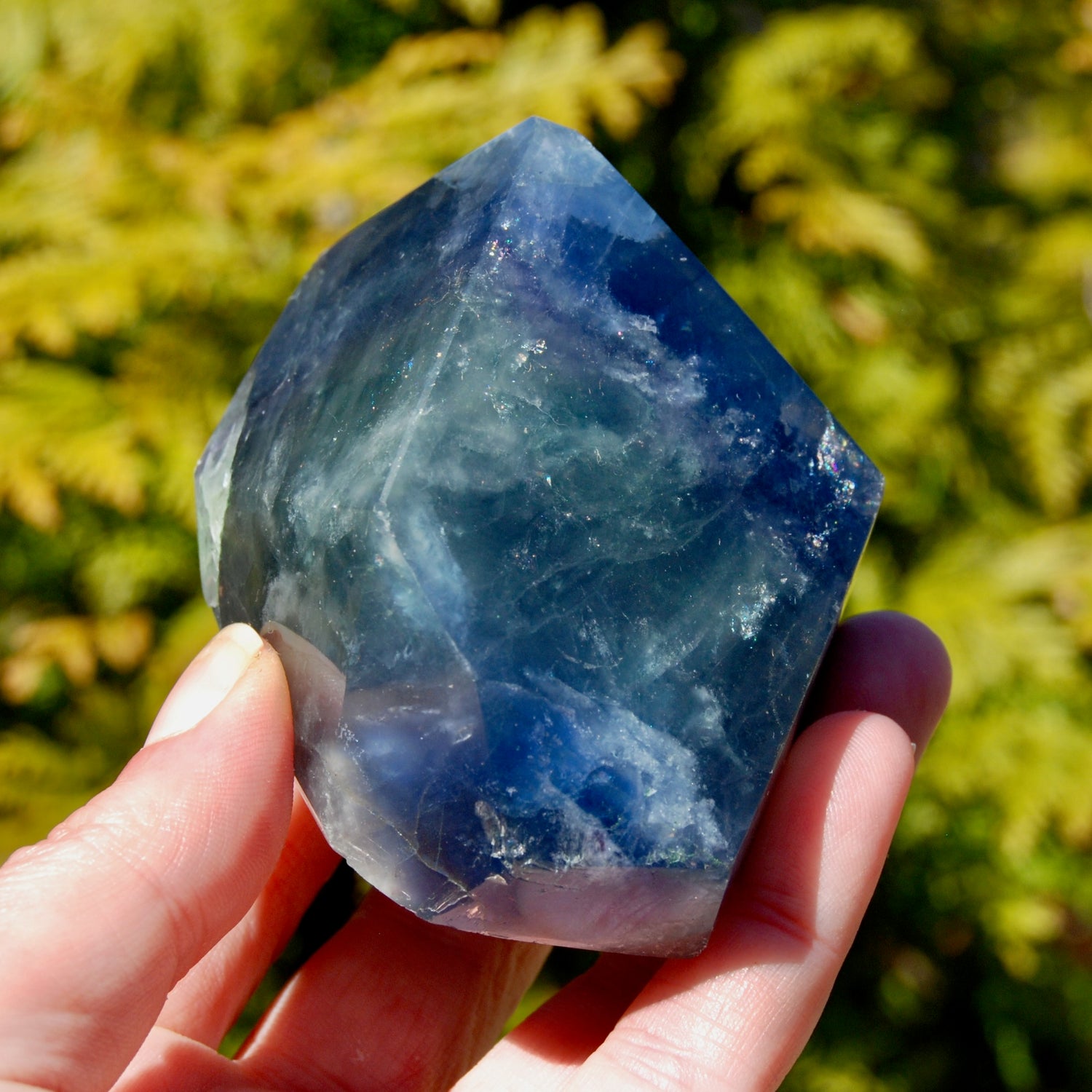 Blue Fluorite Crystal Polished Freeform Tower, Stone of Inner Truth