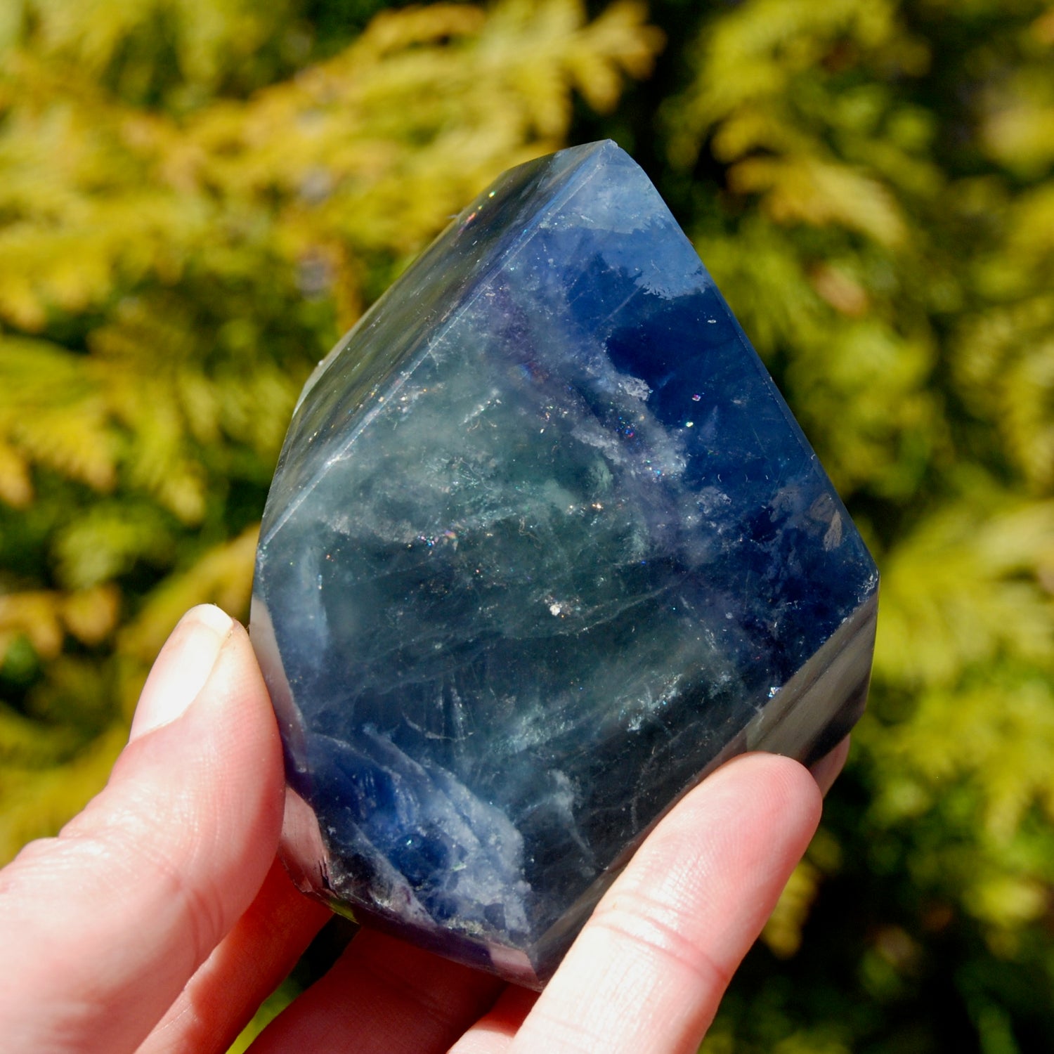 Blue Fluorite Crystal Polished Freeform Tower, Stone of Inner Truth