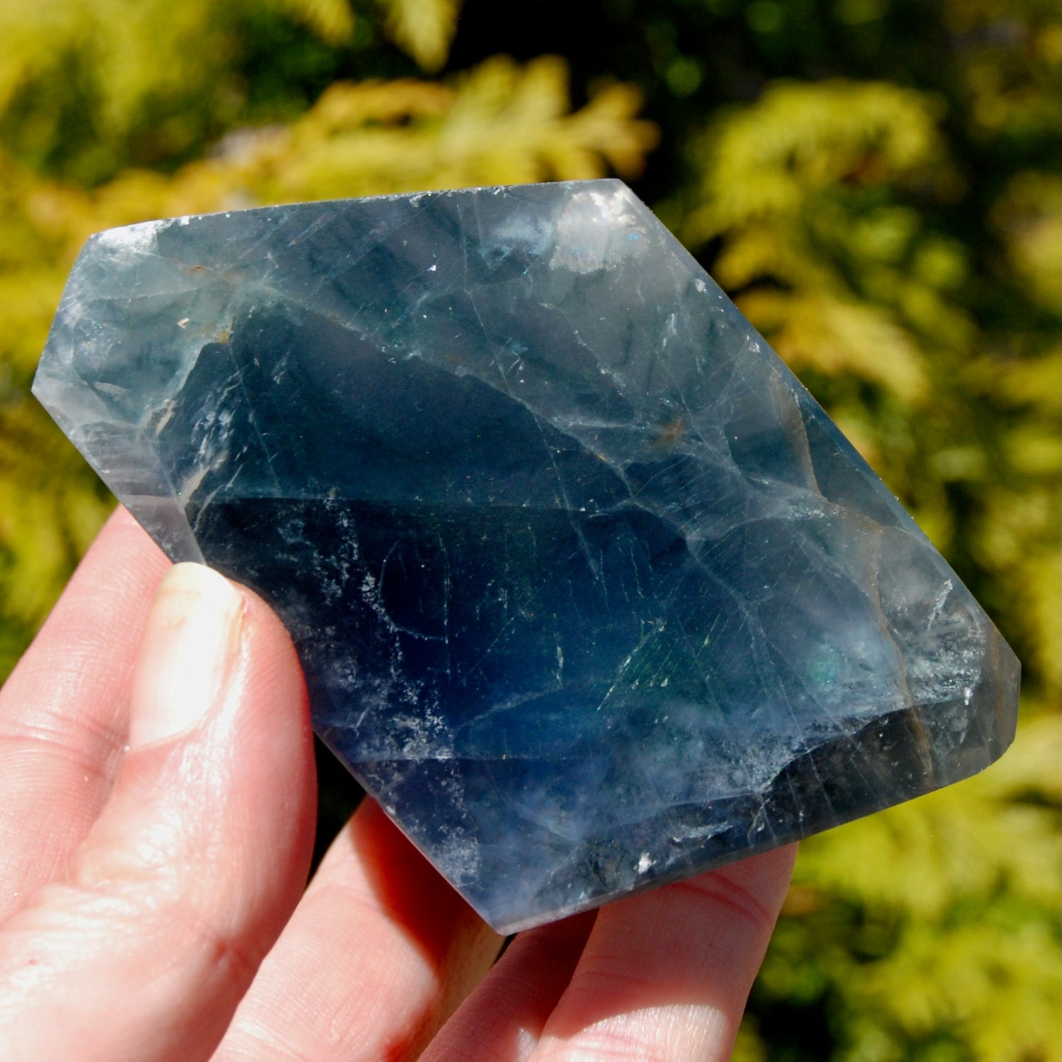 Large Blue Fluorite Crystal Polished Freeform Tower