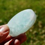 Caribbean Blue Calcite Crystal Palm Stone, Caribbean Calcite