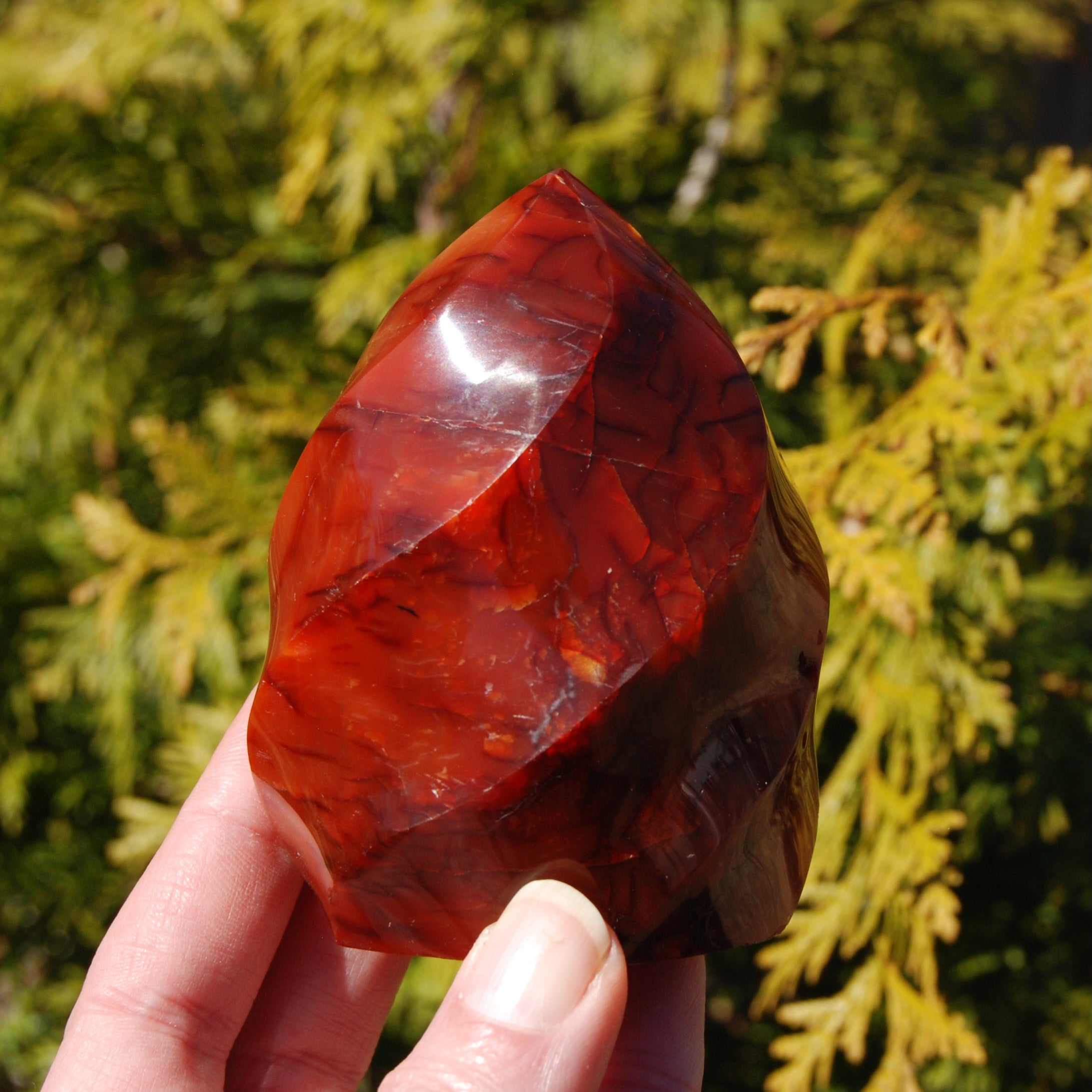 16 x 16 Inches Carnelian Stones Inlay Work Patio Side Table Top White Marble Round Shape Coffee Table from Indian Art and Crafts Tumbled Carnelian Agate 20-42mm 1 LB. | Crystal River Gems
