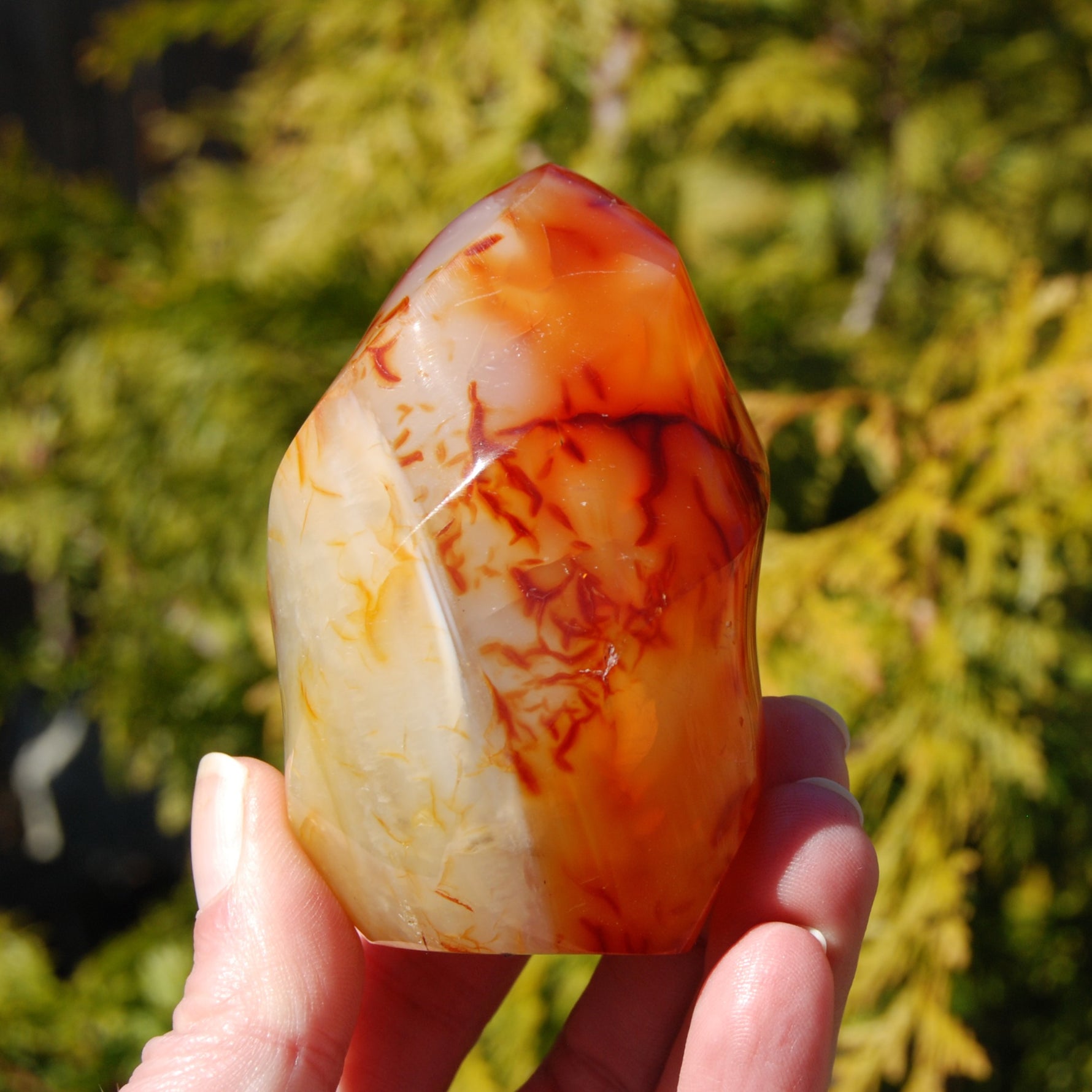 Ornate Carnelian Agate Crystal Flame