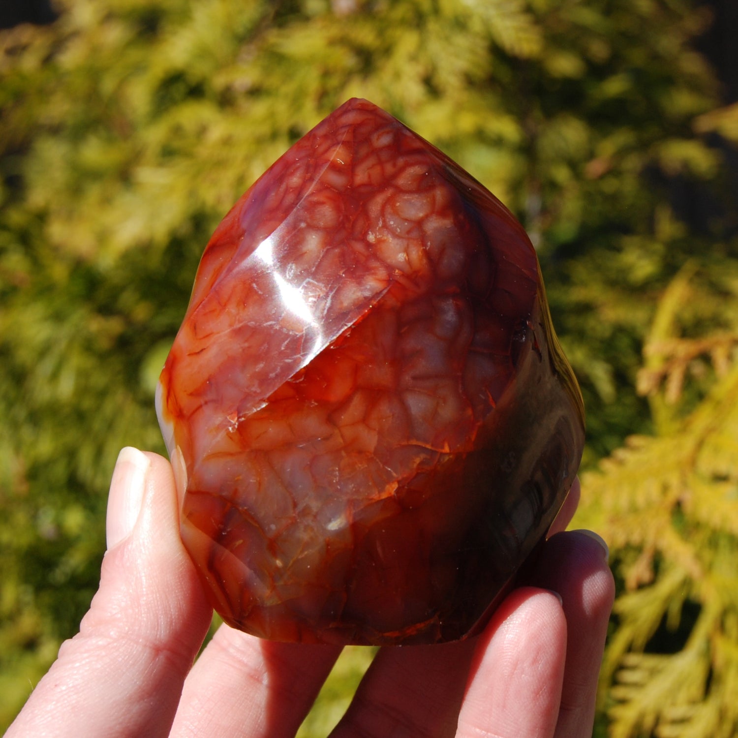 Carnelian agate crystal flame