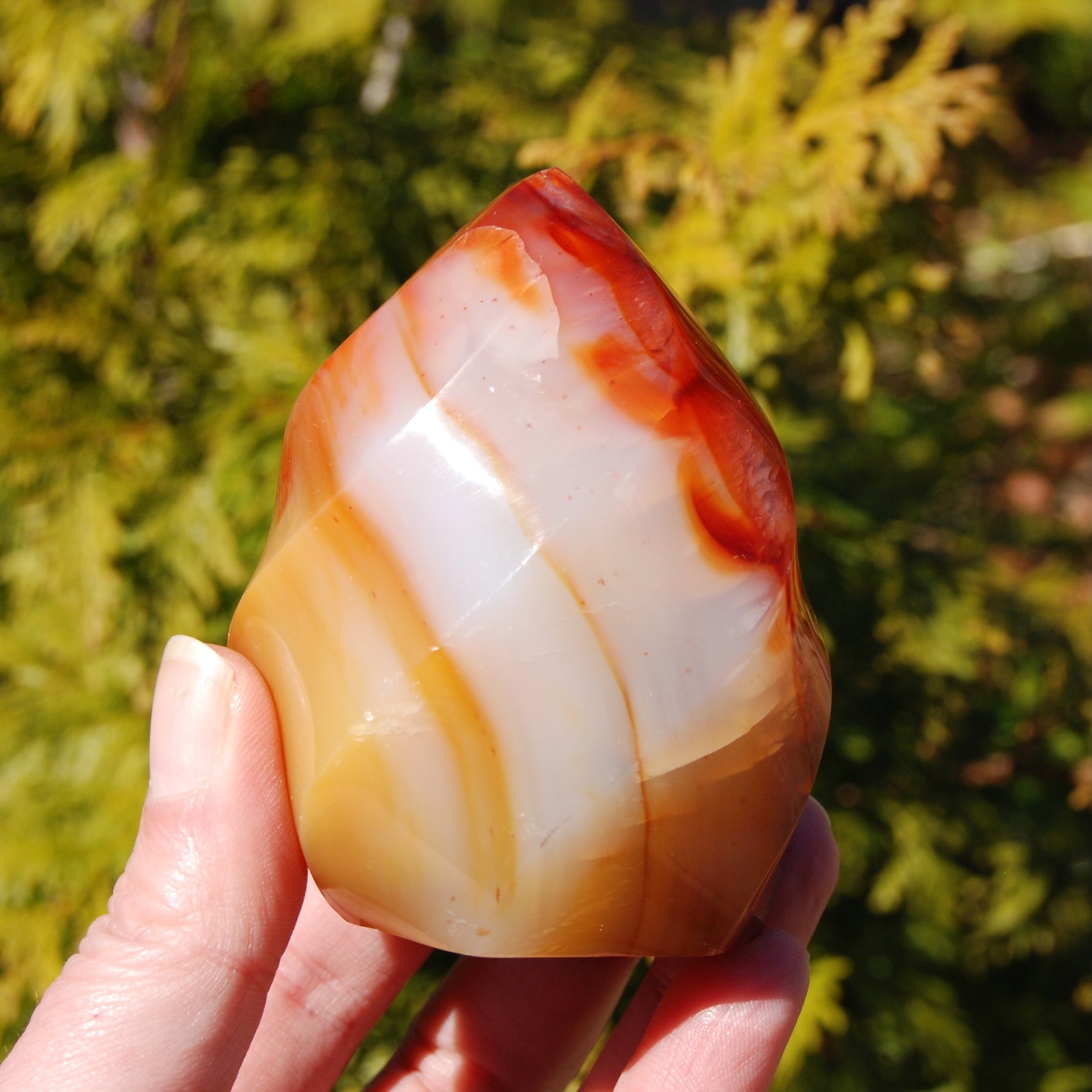 Carnelian agate crystal flame
