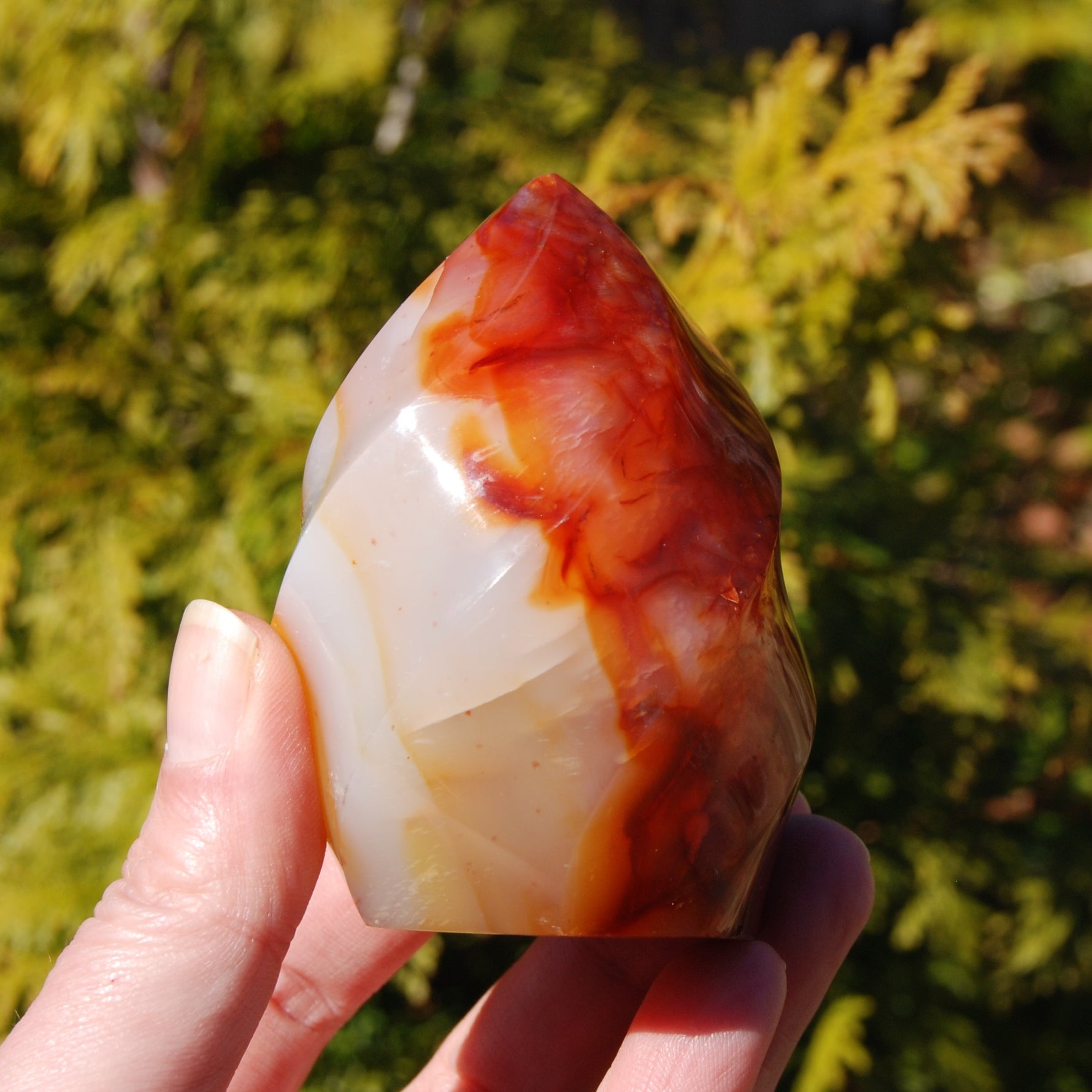Carnelian agate crystal flame