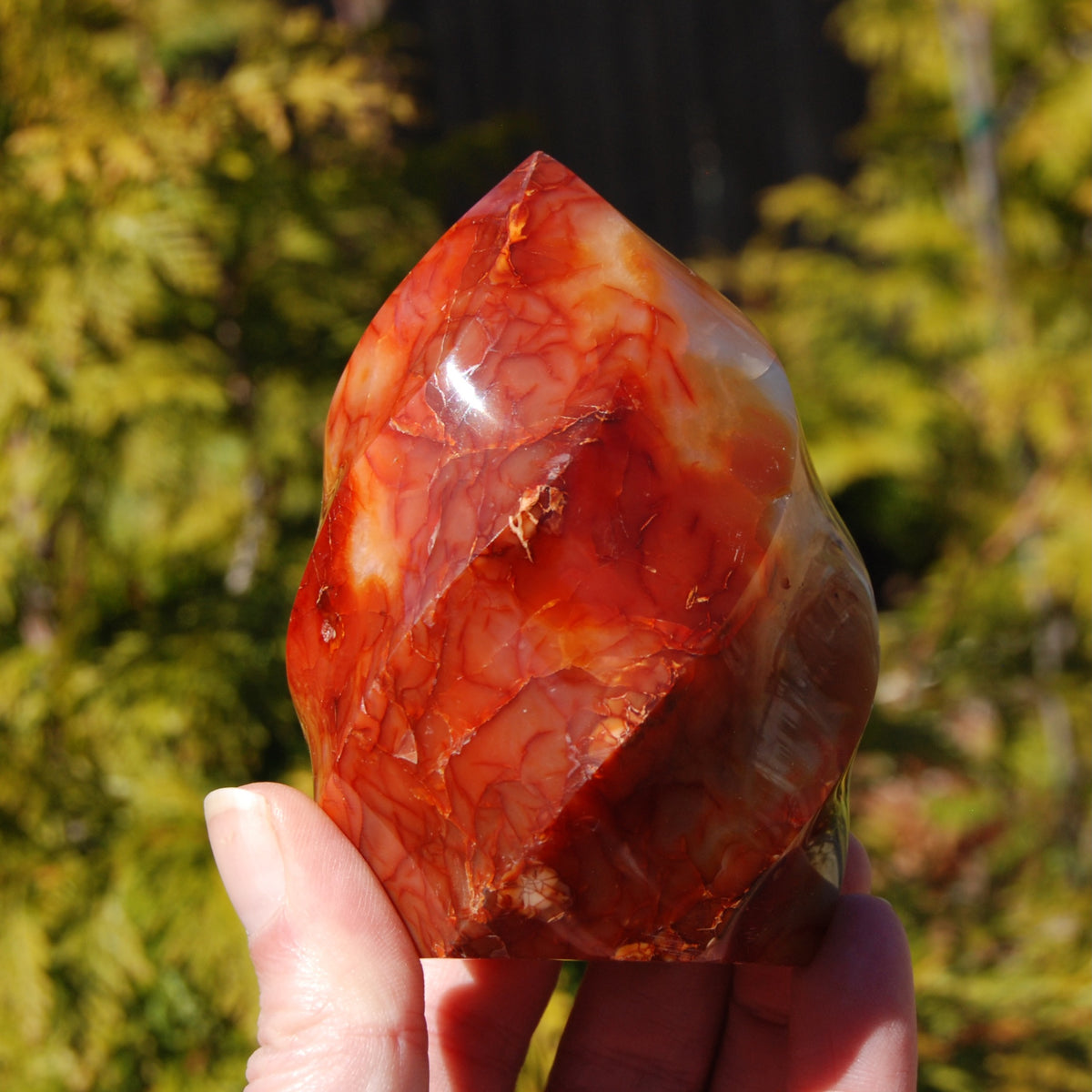 Carnelian agate crystal flame