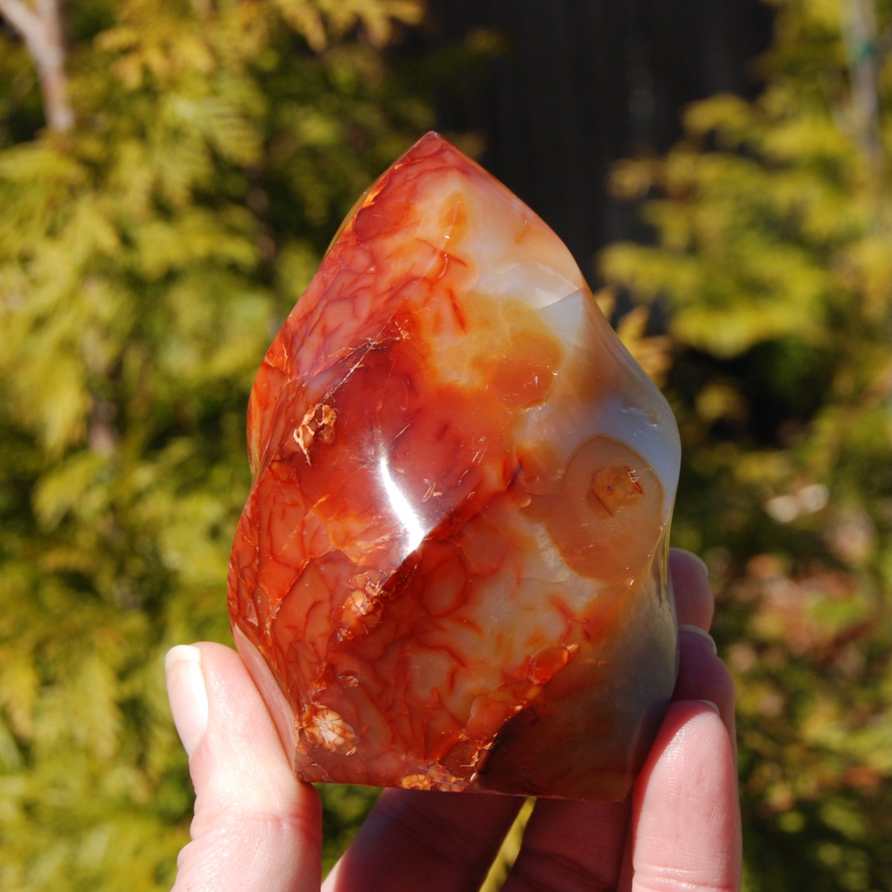 Carnelian agate crystal flame