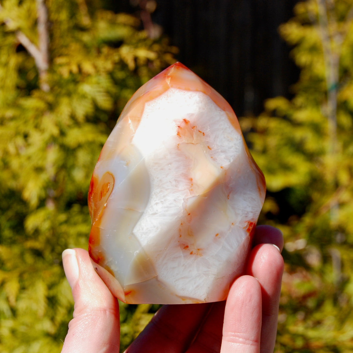 Carnelian agate crystal flame