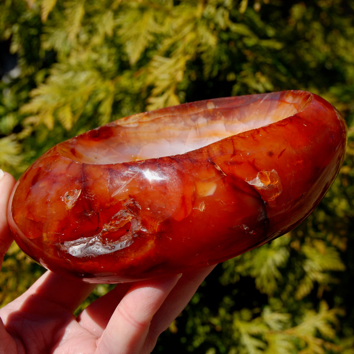 Carnelian Agate Carved Crystal Bowl