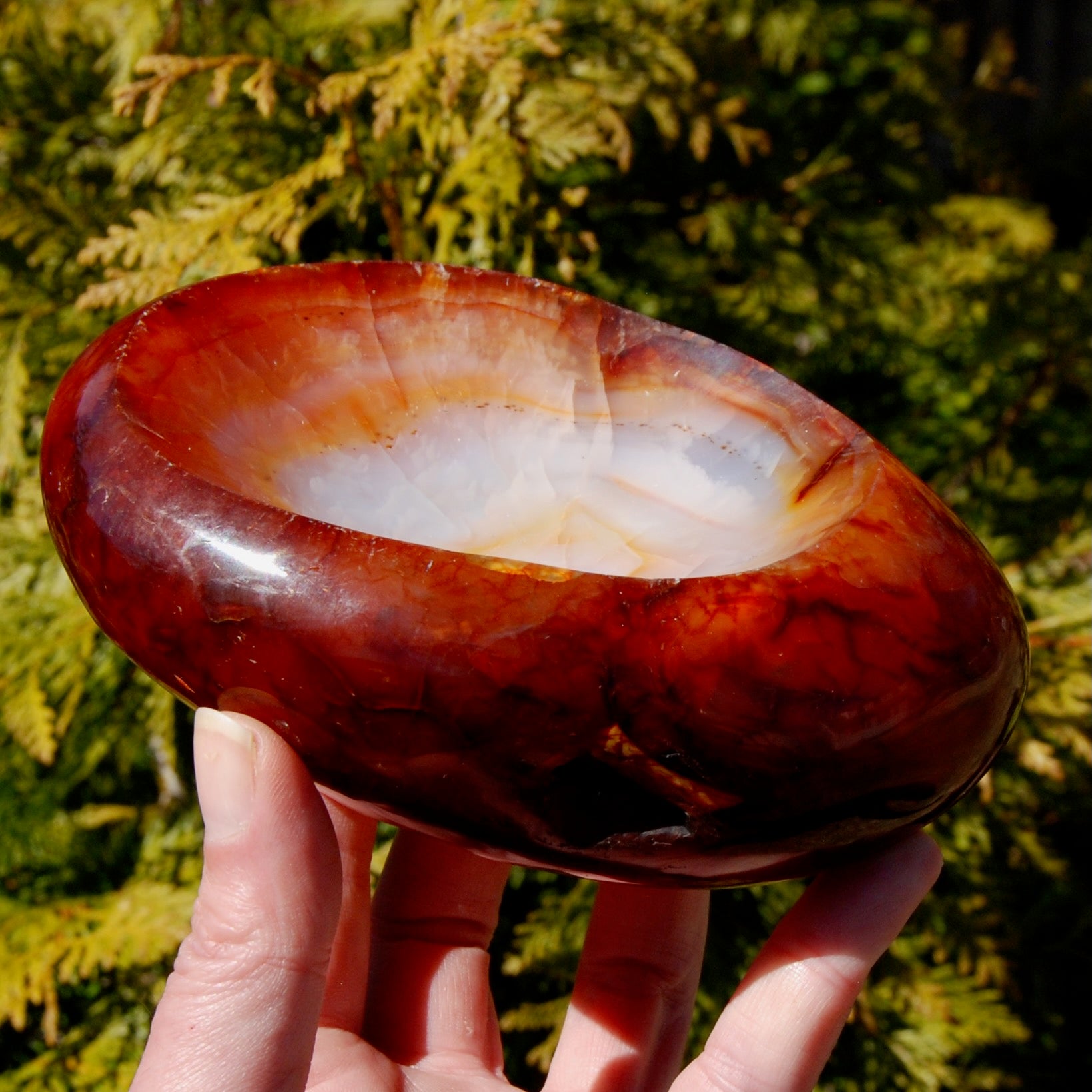 Carnelian Agate Carved Crystal Bowl