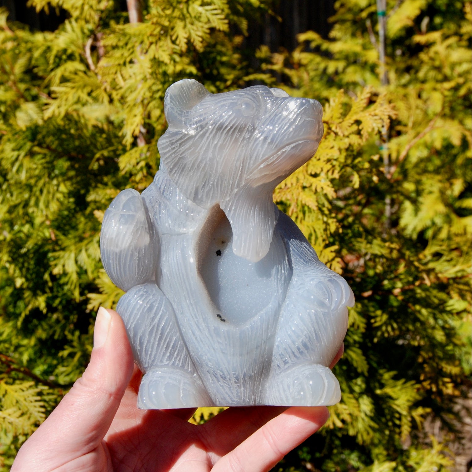 Agate Geode Carved Crystal Bear