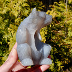 Agate Geode Carved Crystal Bear
