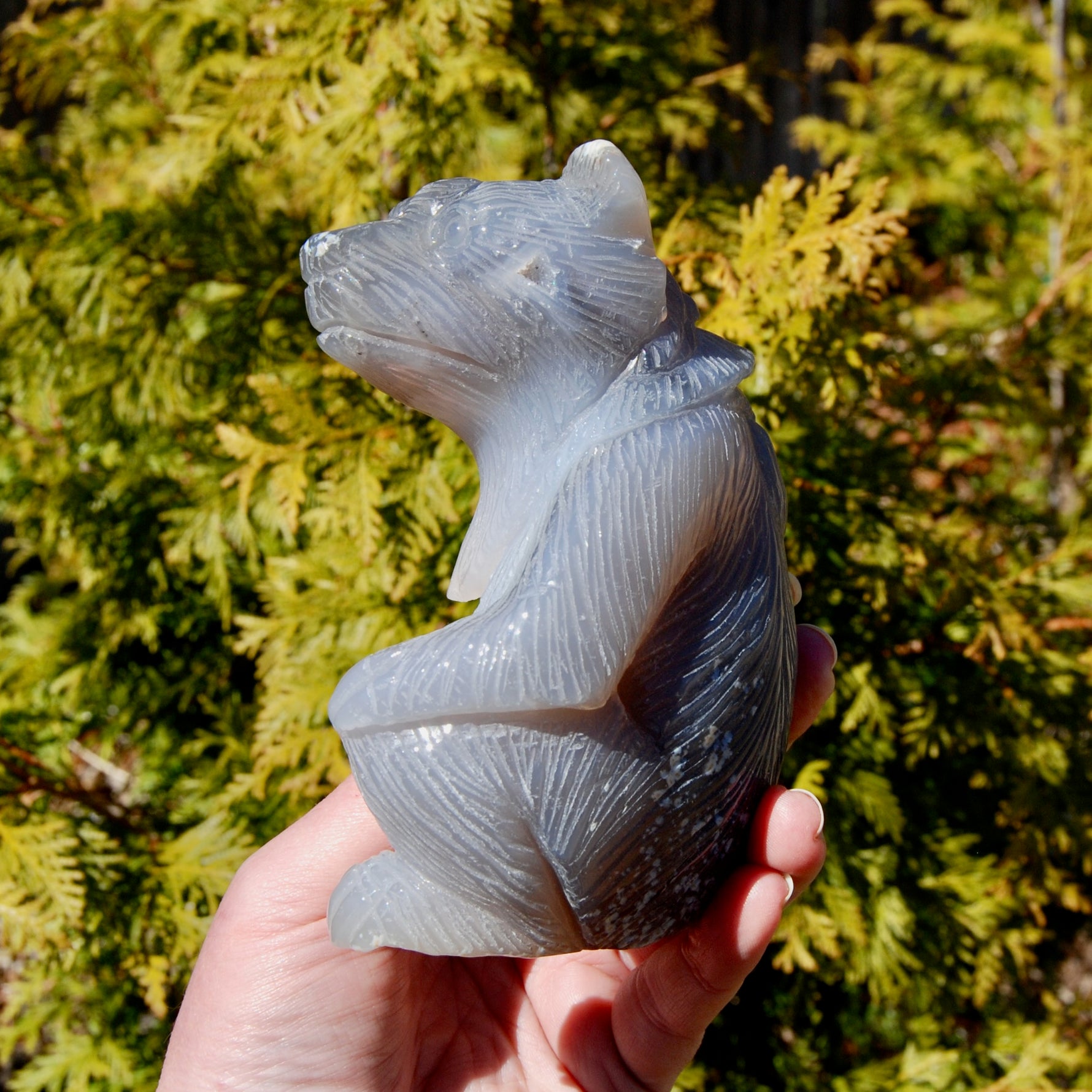 Agate Geode Carved Crystal Bear