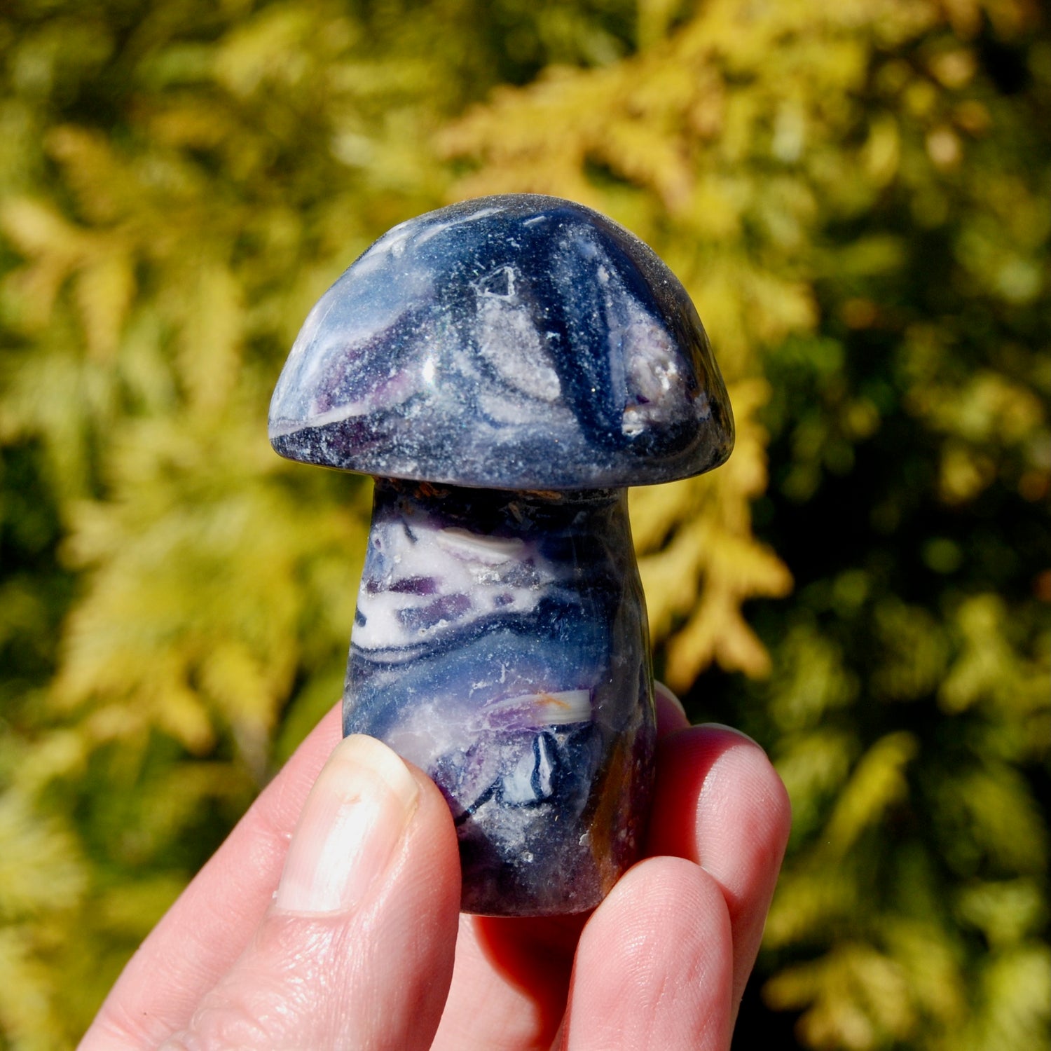 Silky Blue Fluorite Crystal Mushroom