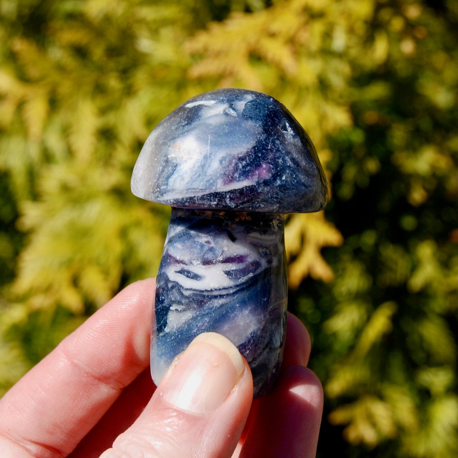Silky Blue Fluorite Crystal Mushroom