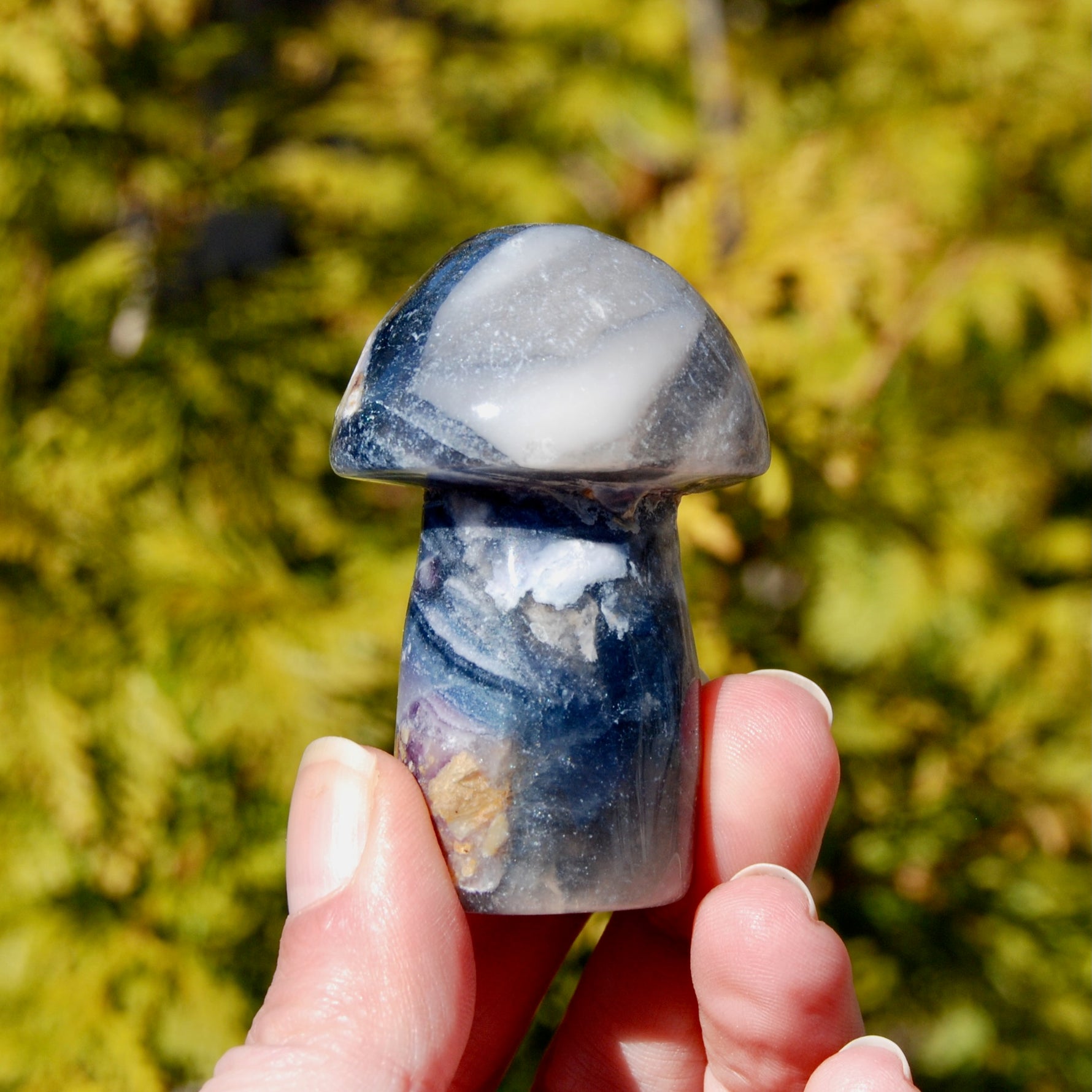 Silky Blue Fluorite Crystal Mushroom