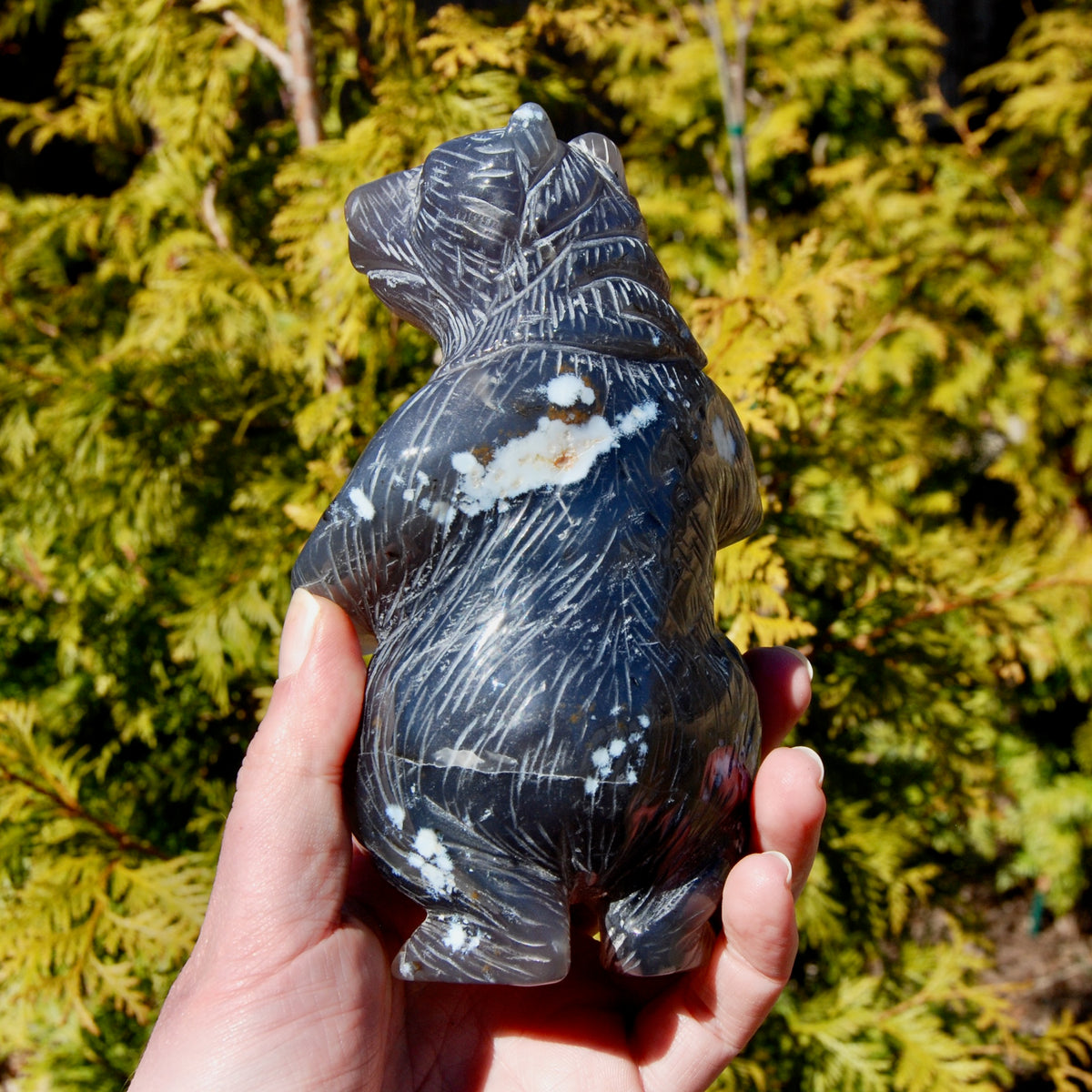 Agate Geode Carved Crystal Bear