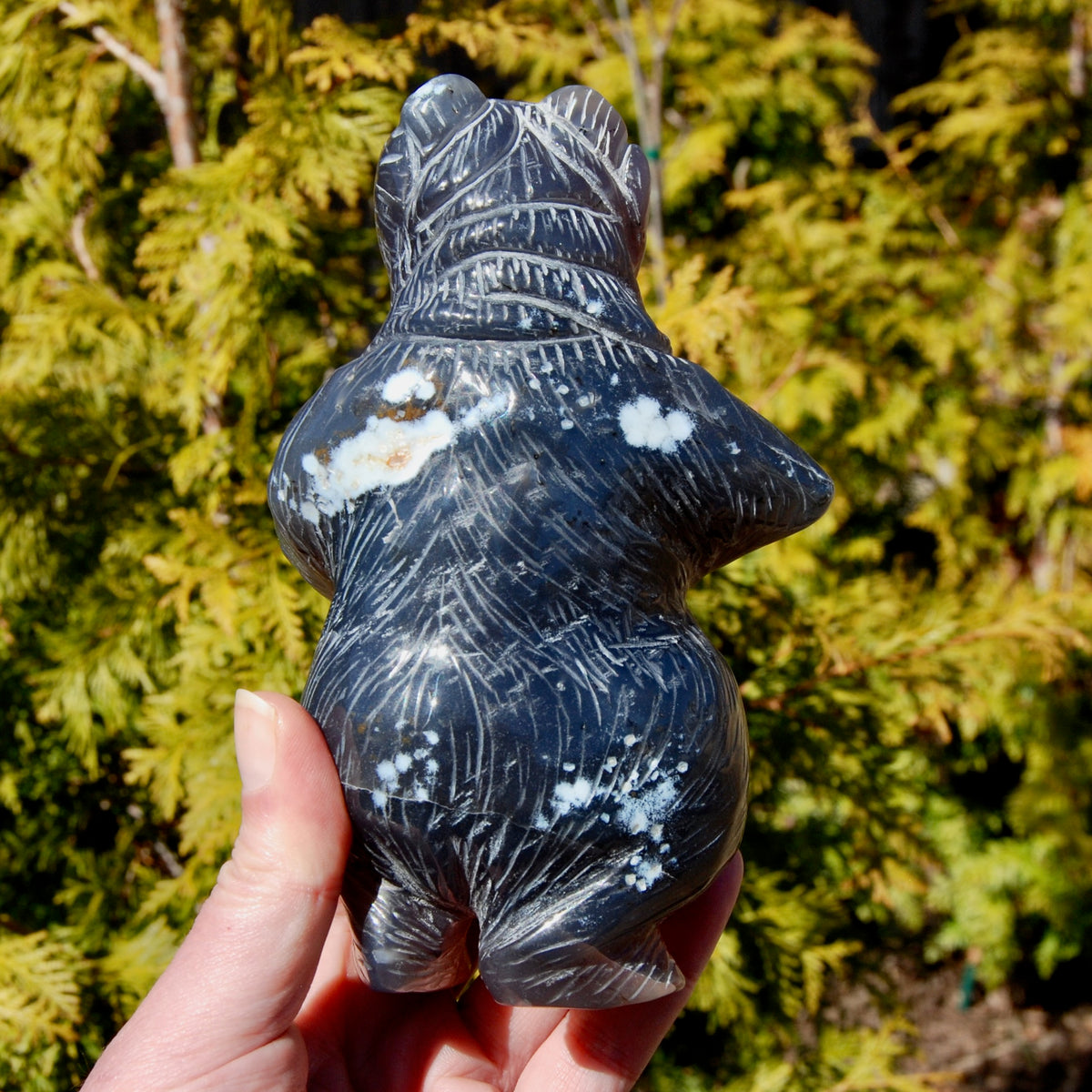 Agate Geode Carved Crystal Bear