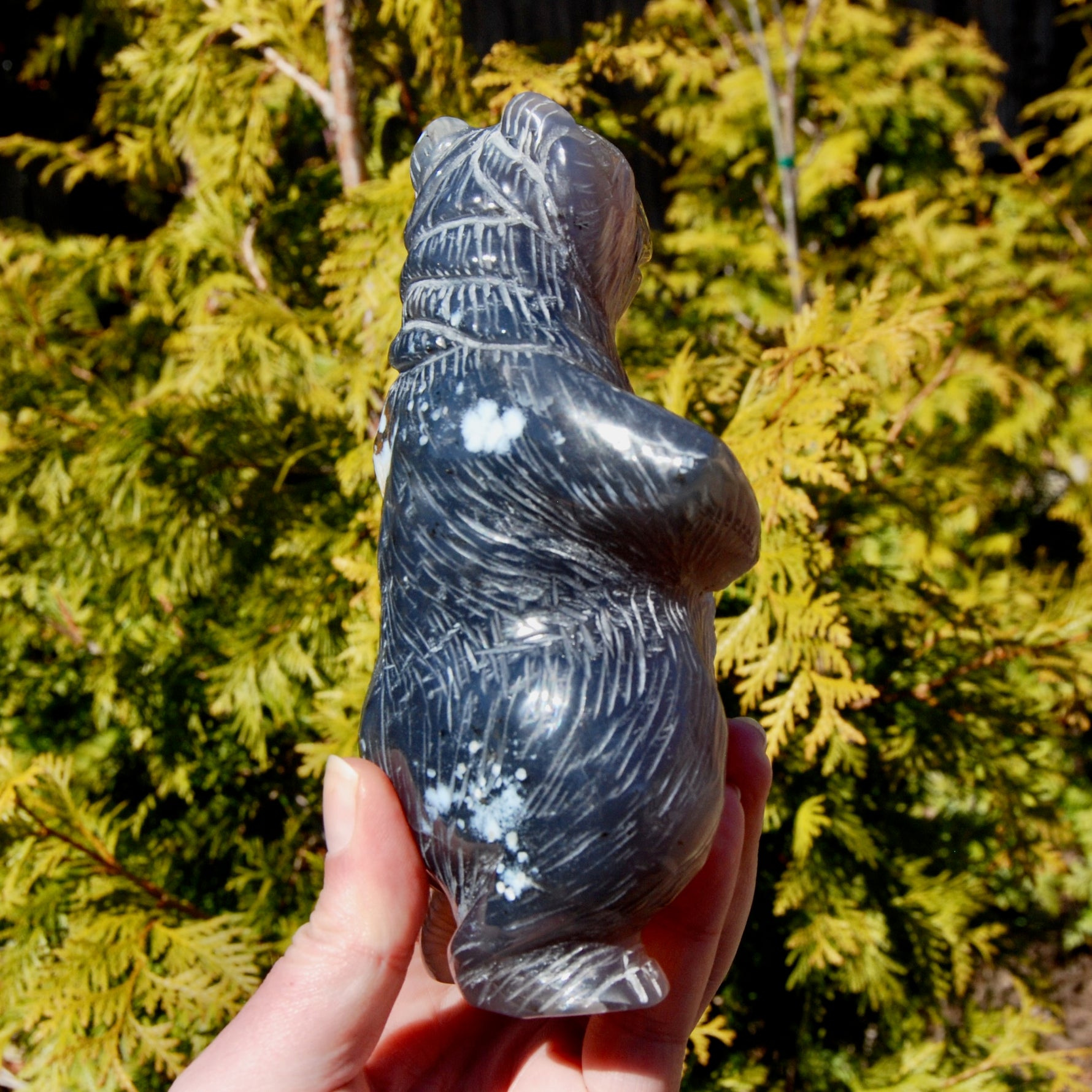 Agate Geode Carved Crystal Bear