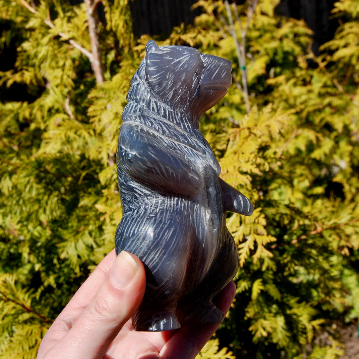 Agate Geode Carved Crystal Bear