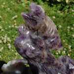 XL Chevron Amethyst Crystal Phoenix Carving - 7.5in 2.7lb Stone of Spiritual Protection & Intuition