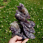 XL Chevron Amethyst Crystal Phoenix Carving - 7.5in 2.7lb Stone of Spiritual Protection & Intuition