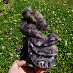 XL Chevron Amethyst Crystal Phoenix Carving - 7.5in 2.7lb Stone of Spiritual Protection & Intuition