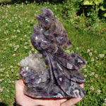 XL Chevron Amethyst Crystal Phoenix Carving - 7.5in 2.7lb Stone of Spiritual Protection & Intuition