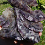 XL Chevron Amethyst Crystal Phoenix Carving - 7.5in 2.7lb Stone of Spiritual Protection & Intuition