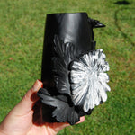 Chrysanthemum Stone Crystal Vase - 5.75" Hand Carved Ornate Flower Design, Joy & Harmony, Transformation Energy