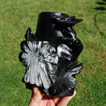 Chrysanthemum Stone Crystal Vase - 5.75" Hand Carved Ornate Flower Design, Joy & Harmony, Transformation Energy