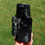 Chrysanthemum Stone Crystal Vase - 5.75" Hand Carved Ornate Flower Design, Joy & Harmony, Transformation Energy