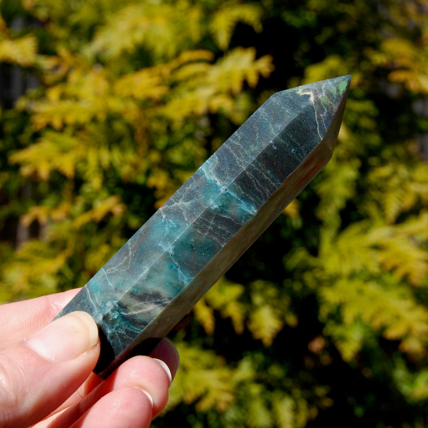 Chrysocolla Shattuckite Crystal Tower