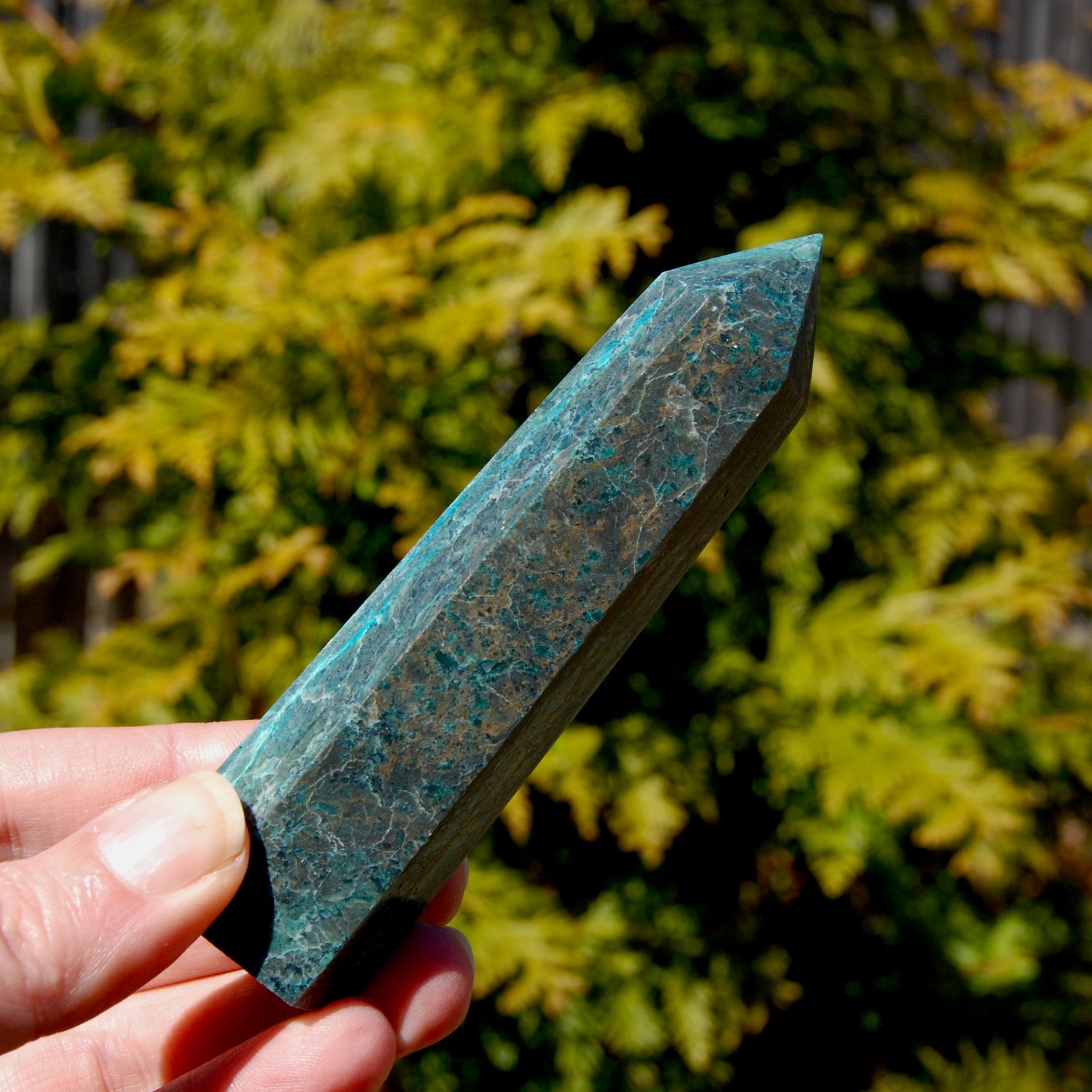 Chrysocolla Shattuckite Crystal Tower
