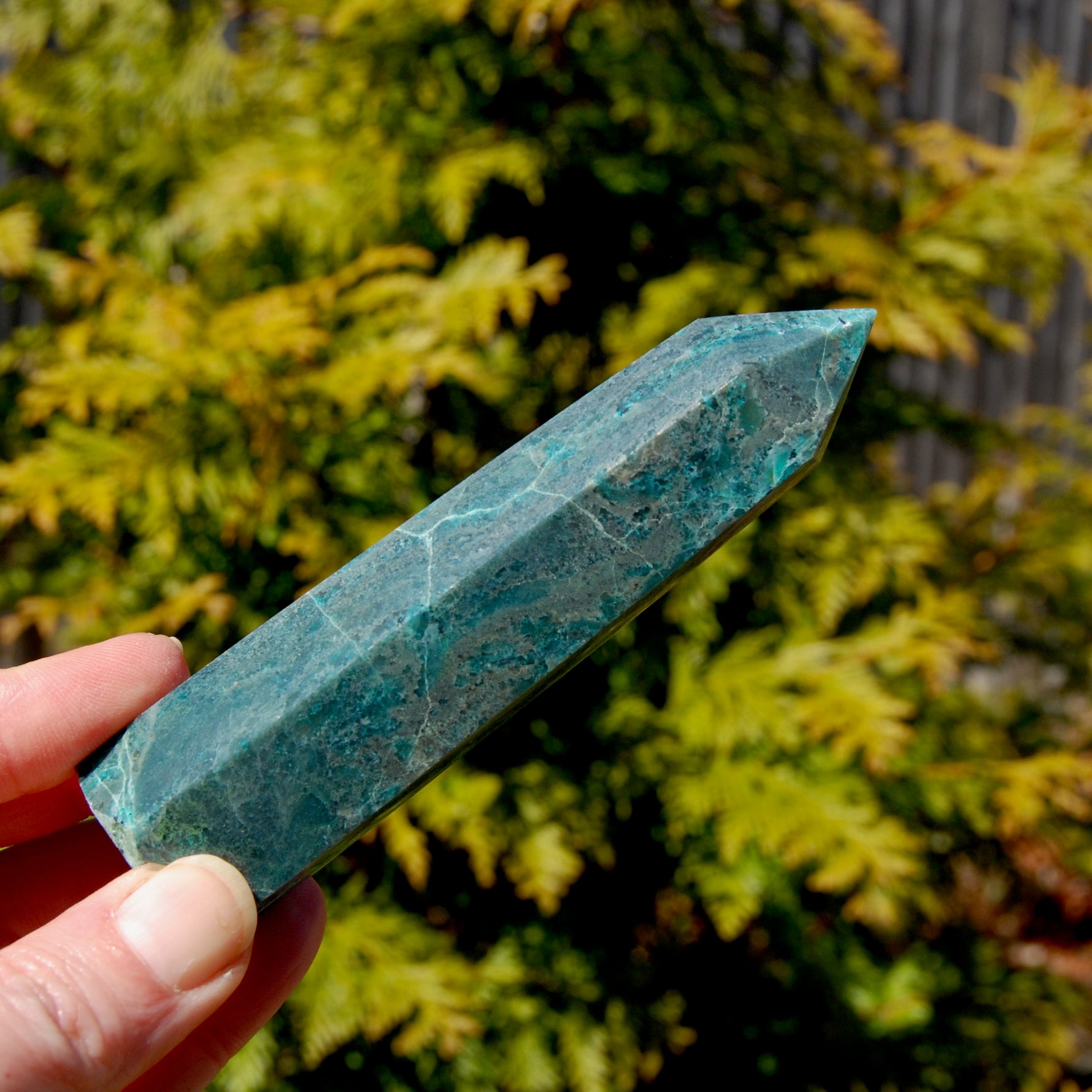 Chrysocolla Shattuckite Crystal Tower
